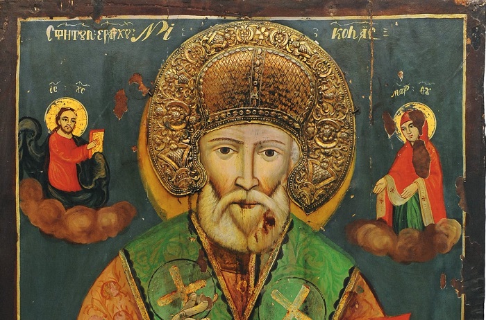 “Sfântul Ierarh Nicolae”, icoană împărătească pictată pe lemn în 1843