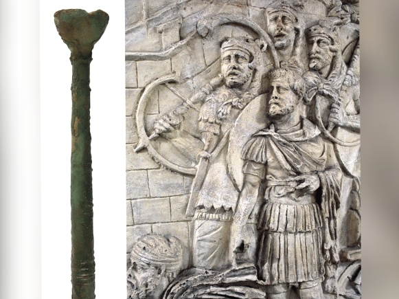 Muștiucul unui corn de luptă roman din timpul împăratului Hadrian, descoperit la Vindolanda