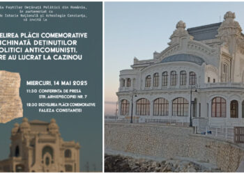 Placă memorială dedicată deținuților politici care au lucrat la refacerea Cazinoului constănțean