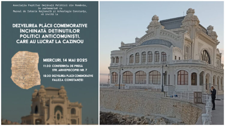 Placă memorială dedicată deținuților politici care au lucrat la refacerea Cazinoului constănțean