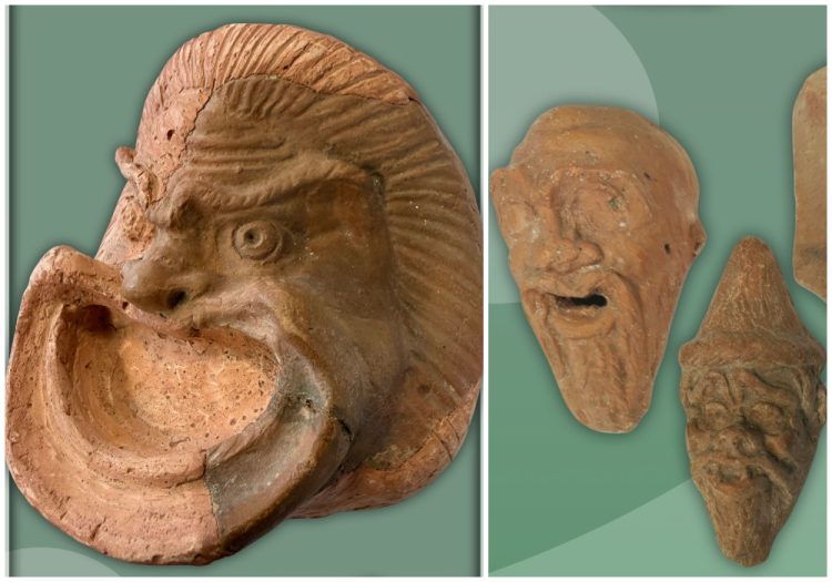 Mască de teatru de tip Tanagra, din anticul Callatis, în colecția MINAC