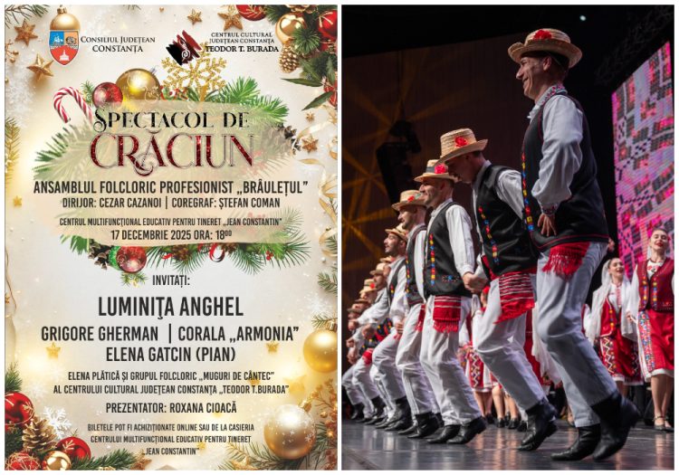SPECTACOL EXTRAORDINAR DE CRĂCIUN cu Ansamblul „Brâulețul” și Luminița Anghel, la Centrul Jean Constantin