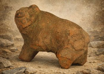 Rară figurină zoomorfă, atribuită culturii Cucuteni, expusă la Muzeul de Istorie din Tecuci