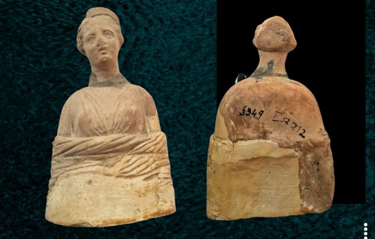Statuetă antică, descoperită la Mangalia, expusă la Edificiul Roman cu Mozaic
