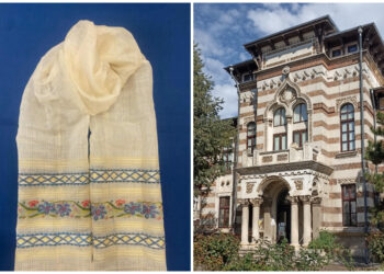 Maramă oltenească din borangic, expusă la Muzeul de Artă Populară Constanța