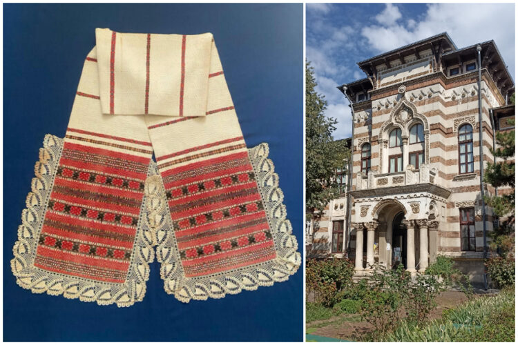 Ștergar de nuntă bănățean, din categoria TEZAUR, expus la Muzeul de Artă Populară Constanța