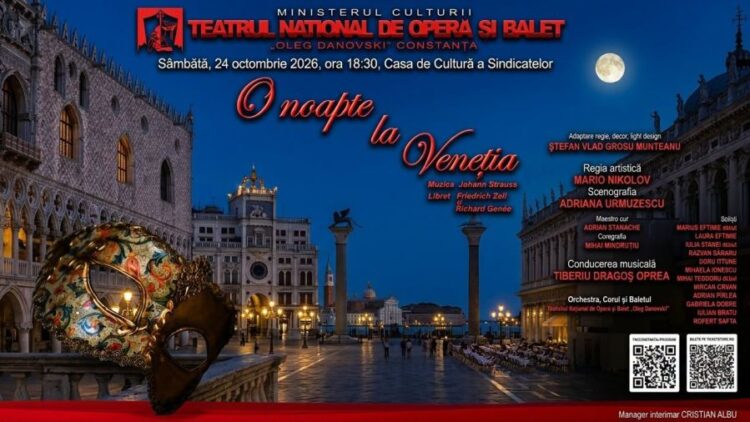 O NOAPTE LA VENEȚIA – Spectaculoasa operetă a lui Johann Strauss, pusă în scenă de TNOB, pe 24 octombrie